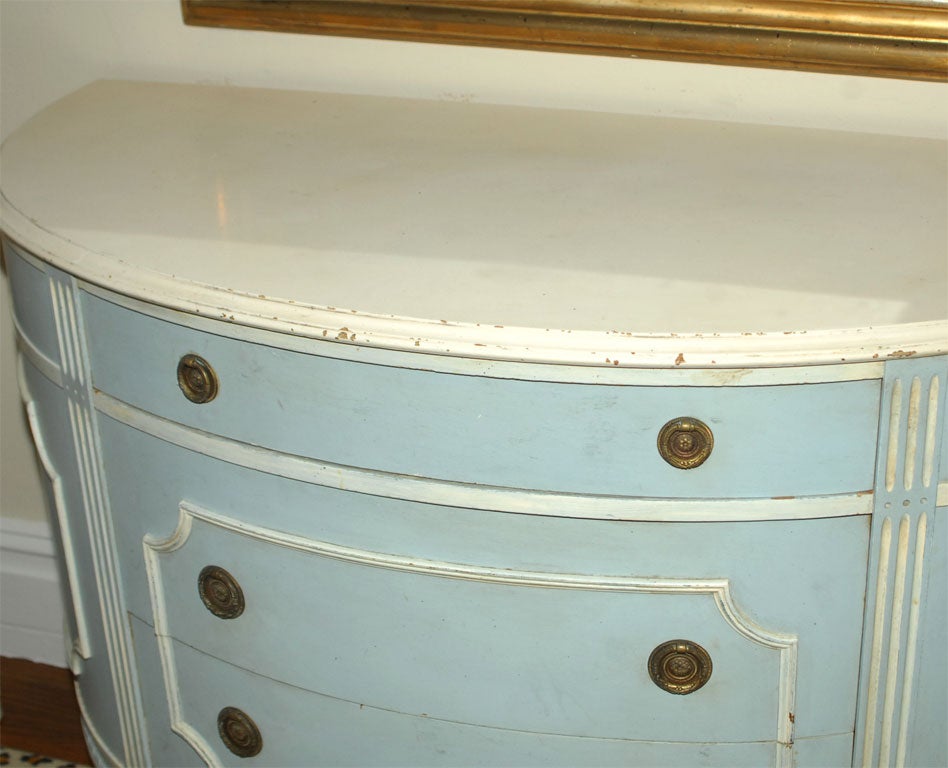 Hardwood Painted Demilune Commode/Buffet For Sale